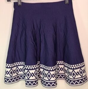 25-2 Blue Rain- Francescas's Navy Blue Geometric Patterned Women's Skirt NWT